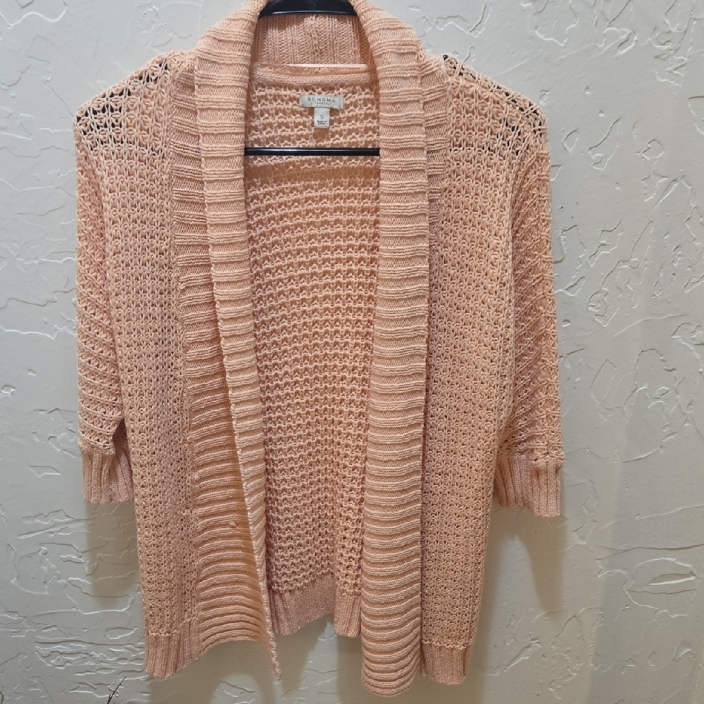 3/$10 Sonoma Peach Open-Knit Cardigan